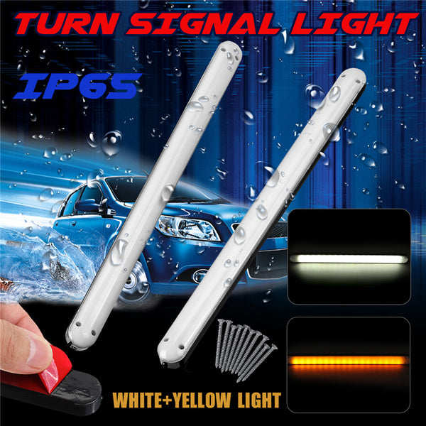 2PCS Car Motorcycle 36LED Turn Signal Flowing LED Strip Light White&Yellow 12V
