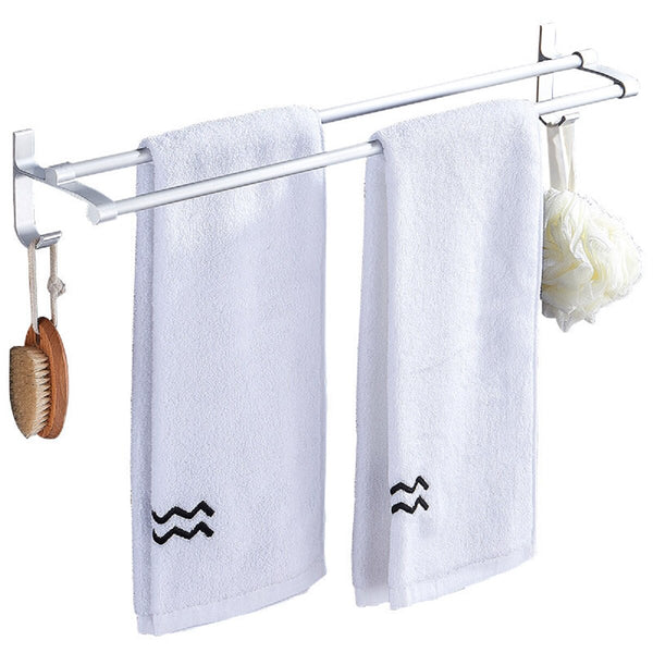 40/50/60cm Double Bar Towel Rack Shelf Bathroom Wall Mounted Shower Towel Holder Aluminum Hanger