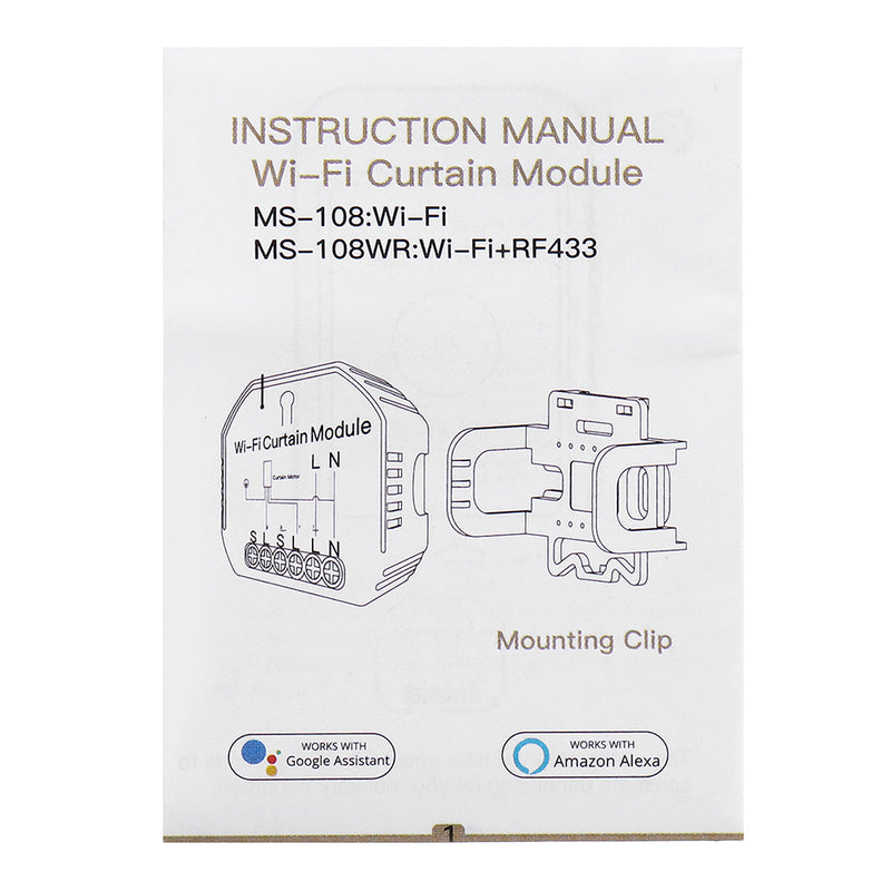 MoesHouse MS-108WR WiFi RF Smart Curtain Blinds Module Switch Roller Shutter Motor Tuya Wireless Remote Control Work with Alexa Google Home