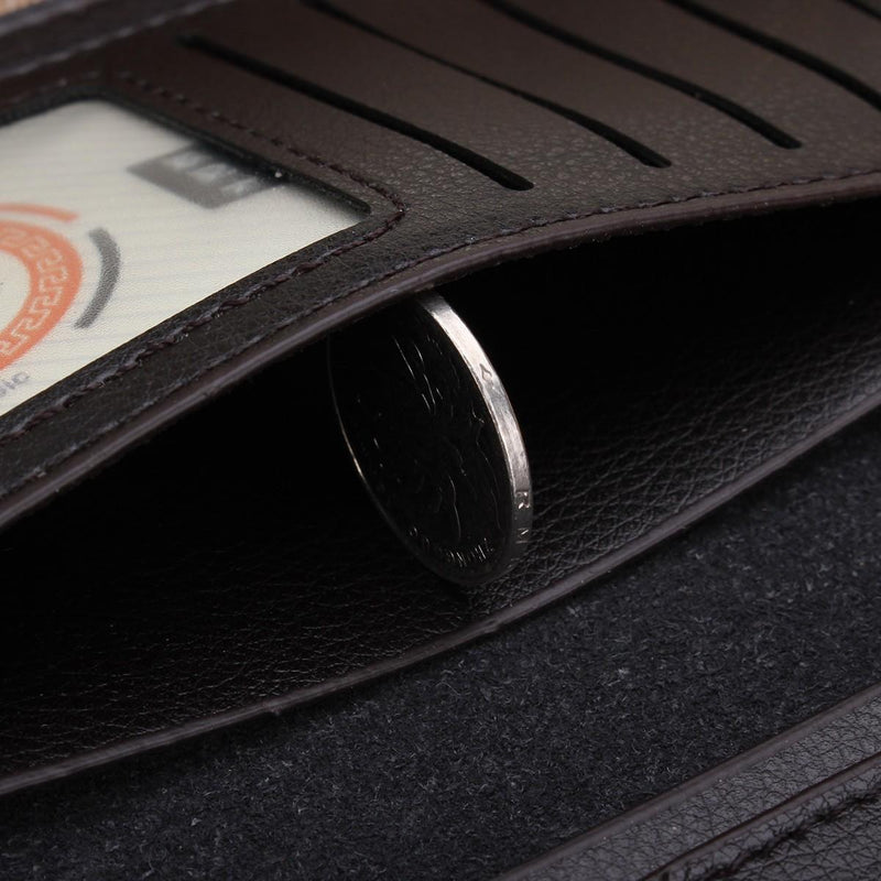 Men's Slim Leather Long Wallet Bifold Clutch Credit Card Holder Coin Purse Bag