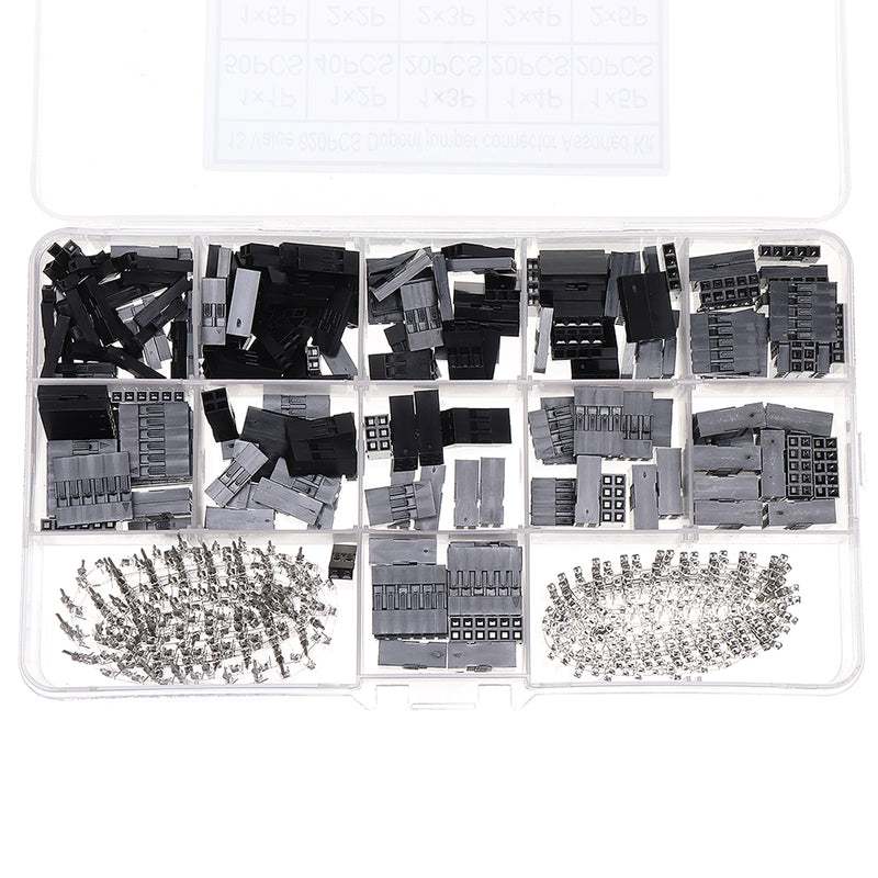 620pcs Dupont Connector 2.54mm Dupont Cable Jumper Wire Pin Header Housing Kit Male Crimp Pins+Female Pin Terminal Connector