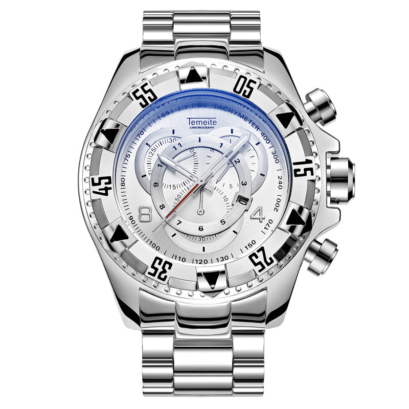 TEMEITE 020G Fashion Men Watch Large Dial Luminous Date Display Quartz Watch