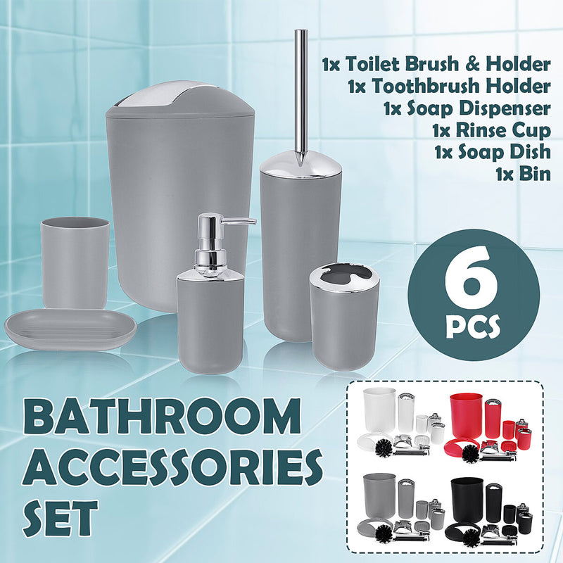 MECO 6Pcs Luxury Plastic Bathroom Accessories Set Wash Suit Bath Set