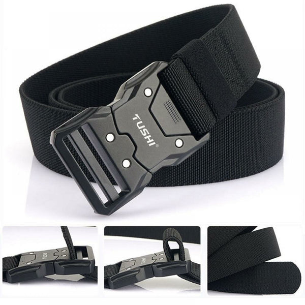 1Pc Popvcly Belt Metal Buckle Quick Release Belt Casual Tooling Training Belt Men's Pants Belt
