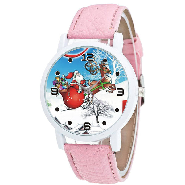 Cartoon Santa Claus and Snowfield Pattern Cute Kid Watch Fashion Children Quartz Watch