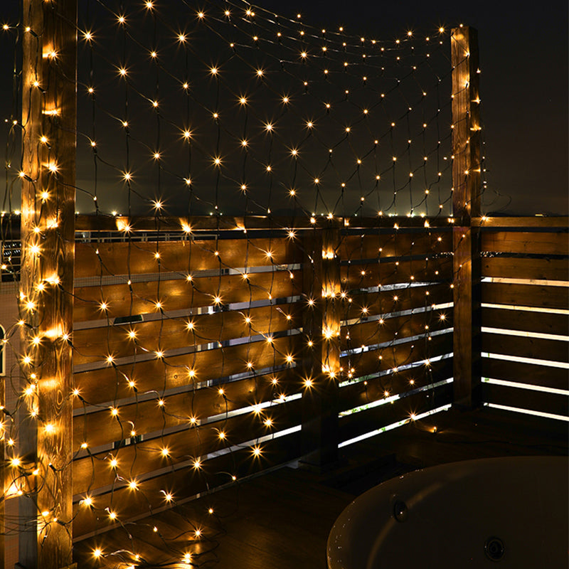 Solar Powered LED Mesh Curtain Fairy String Light Wedding Indoor Outdoor Christmas Garden Party Lamp