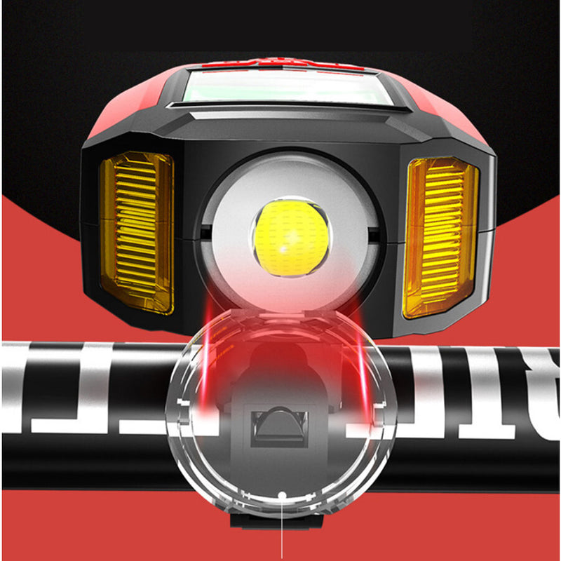 Black BIKIGHT 3-in-1 350LM COB Bike Light + USB Horn Lamp + Speed Meter LCD Screen 5-Modes Waterproof Bicycle Headlight With Horn