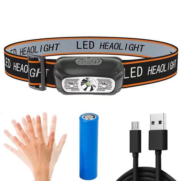 BIKIGHT Mini USB Rechargeable XPG+ 2 LED Headlamp Sensor Headlight Camping Flashlight Outdoor Light Fishing Portable Torch Lamp