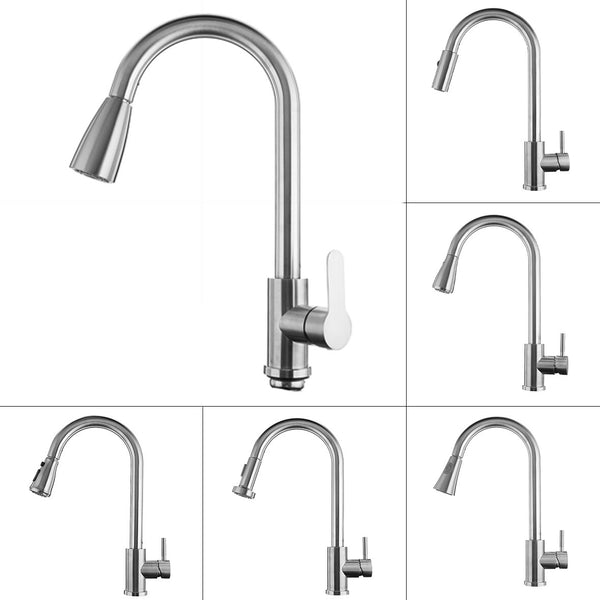 6 Types Kitchen Sink Faucet Pull Out Side Sprayer Dual Spout 360 Mixer Water Tap