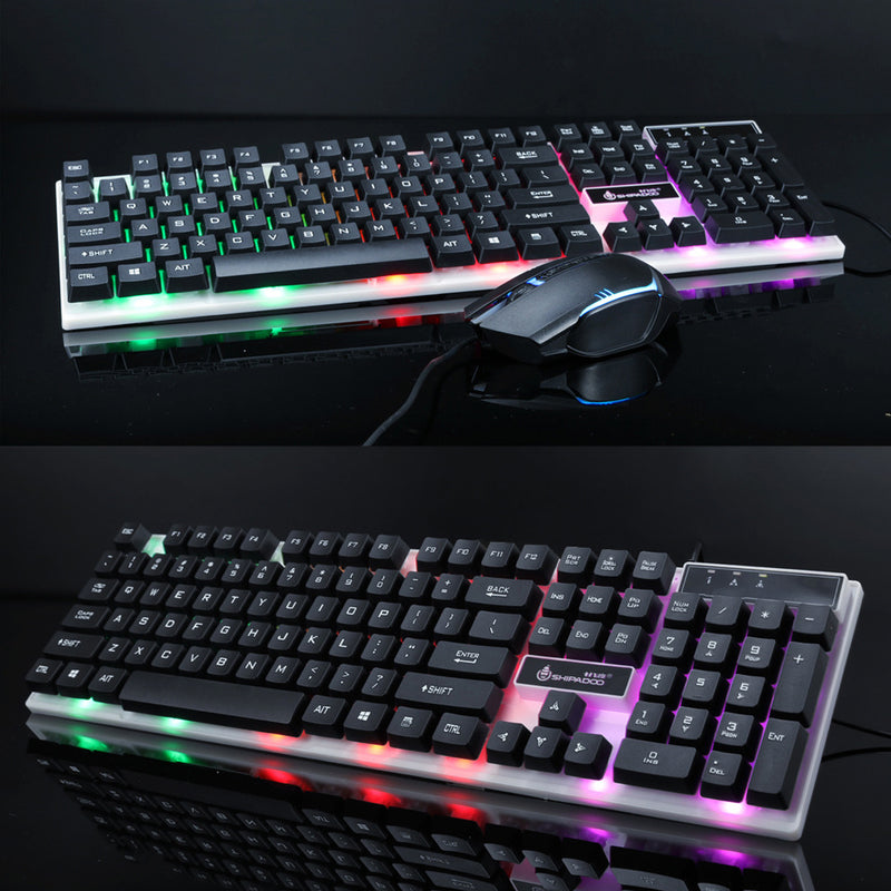 D280 104 Keys Gaming Keyboard RGB Backlit Light Wired Keyboard and 1600 DPI Gaming Mouse Set