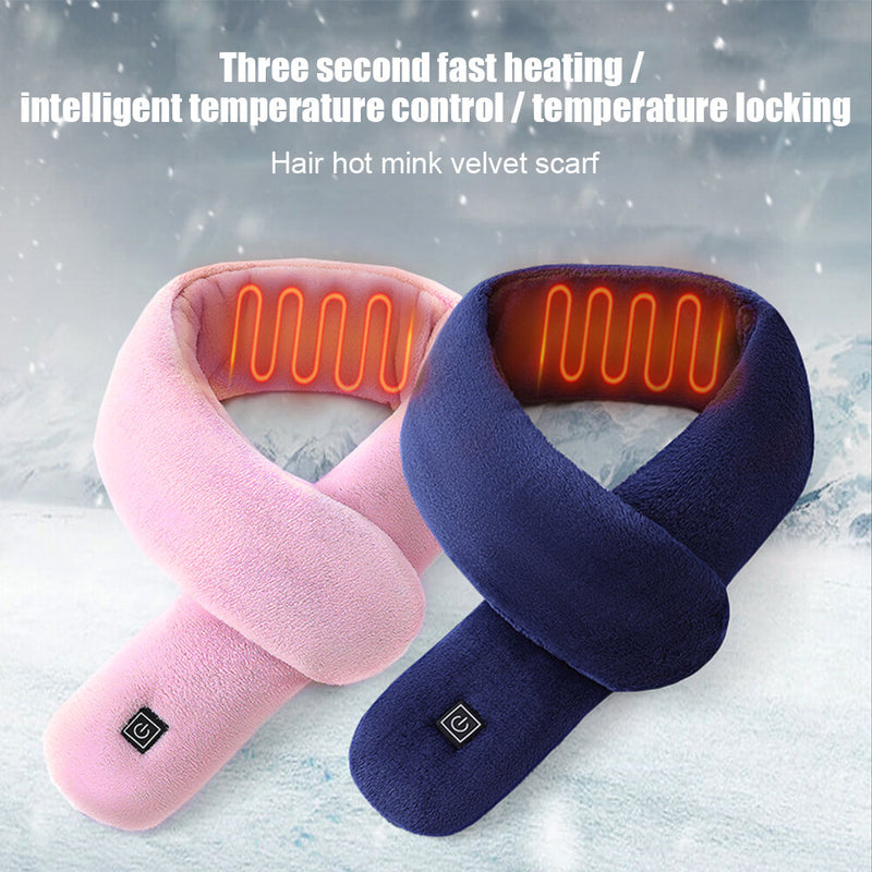 TENGOO Electric Heating Scarf 3 Gears Heating 4 Modes Massage Ajustable Winter Warm USB Rechargeable Neckerchief Plush Collar