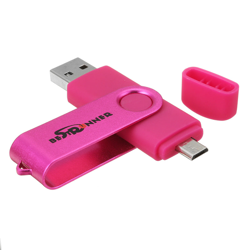 Bestrunner 2 In 1 Type-C USB 2.0 16GB OTG Flash Drive U Disk 360 Degree Rotation for Type-C Smart Phone Tablet Laptop