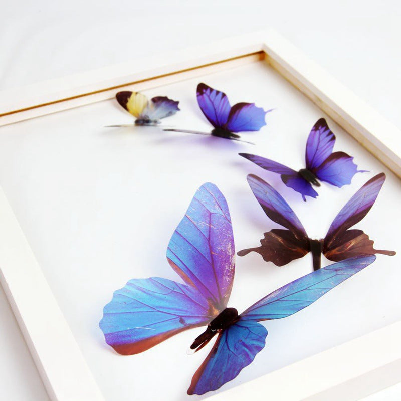 18Pcs 3D Transparent Butterfly Wall Stickers PVC European American Style Color Paste Decor