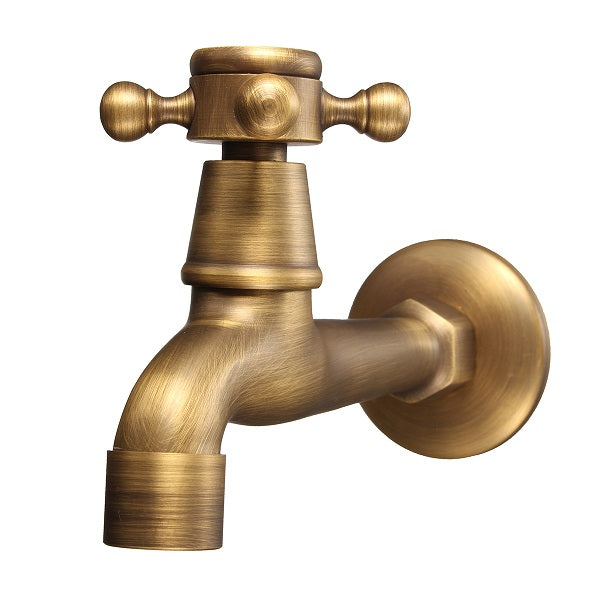 Antique Brass Wall Mounted Garden Bathroom Basin Faucet Mop Water Machine Tap
