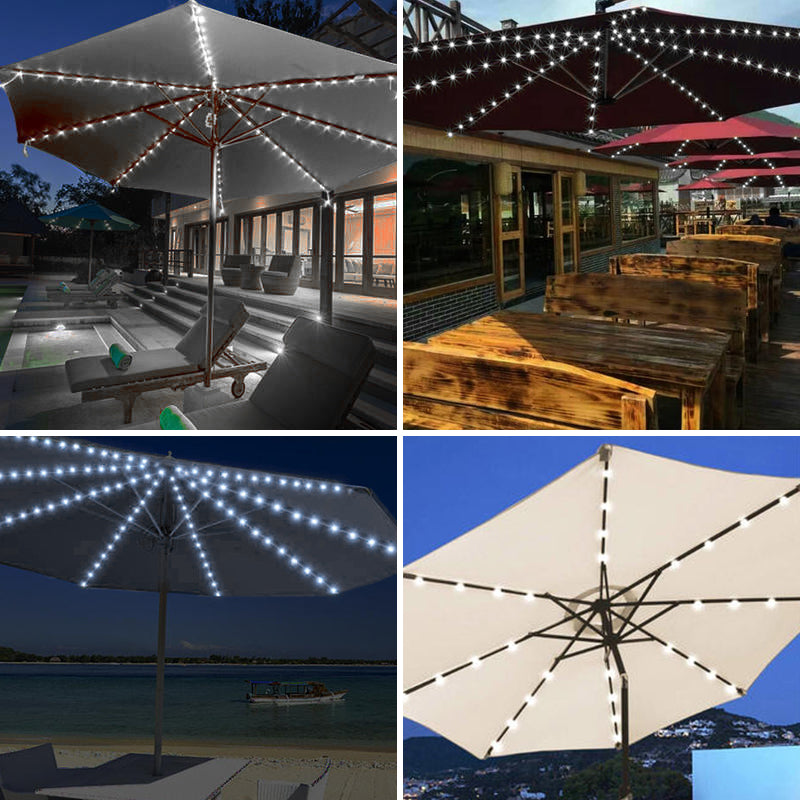 Solar Powered 72LED Patio Umbrella String Light Two Modes Waterproof Outdoor Festive Fairy Lamp
