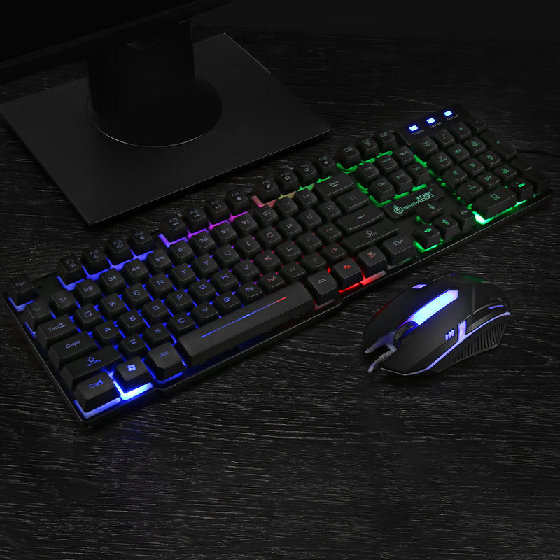 D280 104 Keys Gaming Keyboard RGB Backlit Light Wired Keyboard and 1600 DPI Gaming Mouse Set