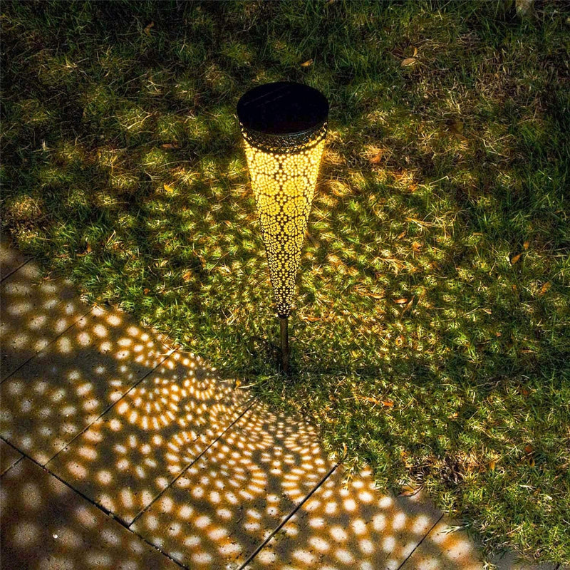 2Pcs Solar Powered LED Garden Hollowed Light Floor Decking Patio Decor Yard Lamp