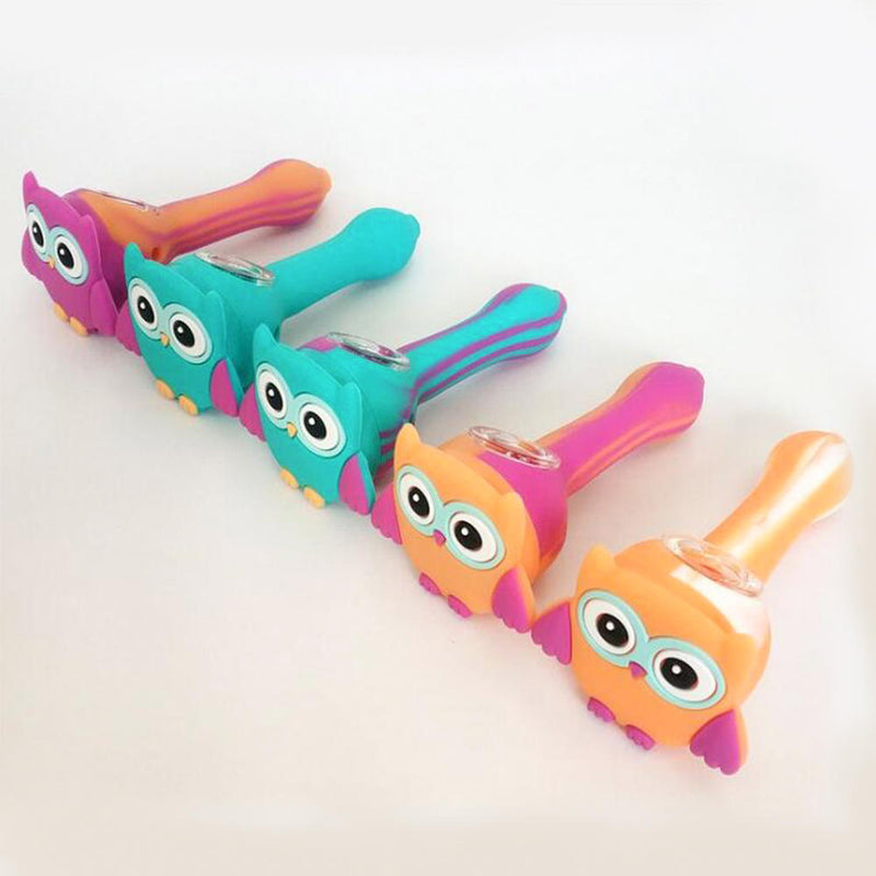 Cartoon Owl Silicone Duct Smoldering T obacco with Cap Herbal Holder Shisha h ookah Pipes
