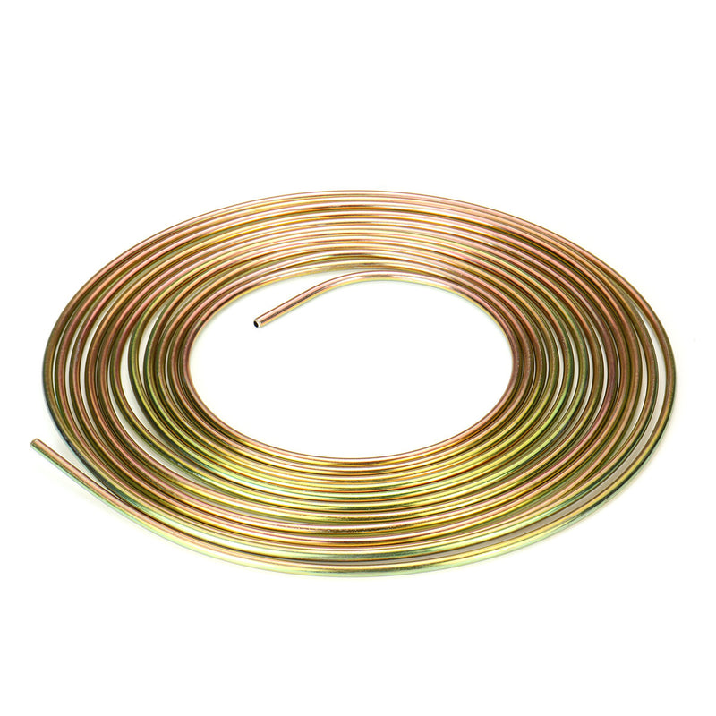 25ft Roll of 3/16'' Plated Brake Line Tubing OD Copper Nickel With 16x Tube Nuts