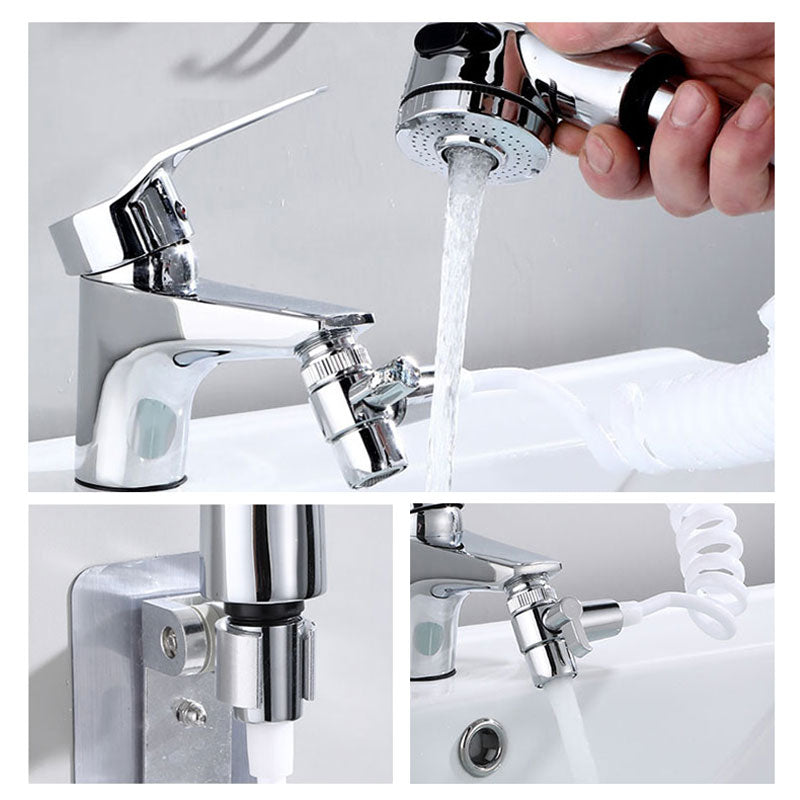 Bathroom Bathtub Wash Face Basin Water Tap External Shower Hand Held Spray Mixer Spout Faucet Tap Wall Mounted Kit Rinser Extension Set Hair Washing Pet Clean
