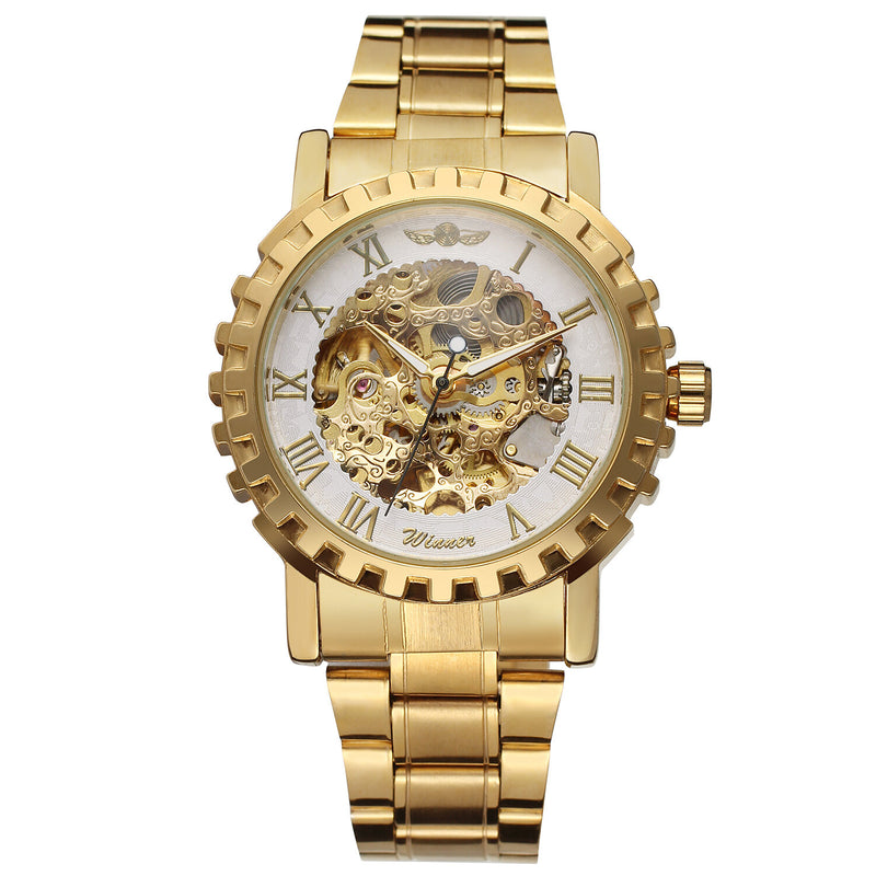 Luxury Men Automatic Watch Hollow Art Waterproof Stainless Steel Strap Mechanical Watch