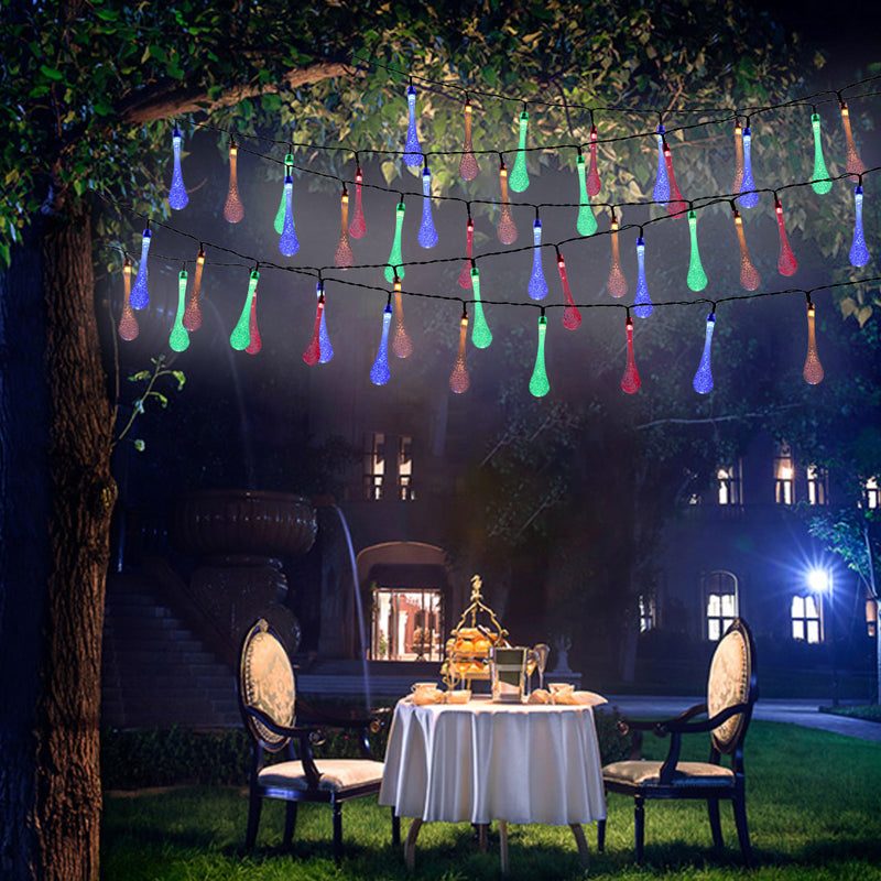 32FT 10M 100LED Solar Water Drop Fairy String Light Outdoor Garden Party Christmas Lawn Lamp Decor
