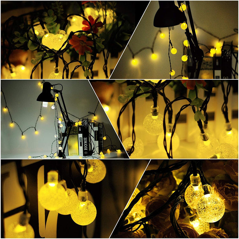 12M 8 Modes 100LED Solar String Light Crystal Ball Fairy Lamp Wedding Holiday Home Party Christmas Tree Decoraions Lights