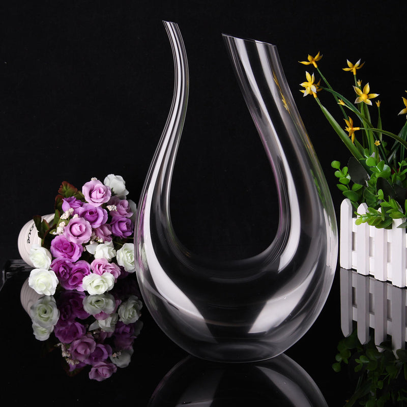 1.5L Wine Champange Glass Decanter U-shaped Bottle Jug Pourer Aerator Lead Free Crystal Glass