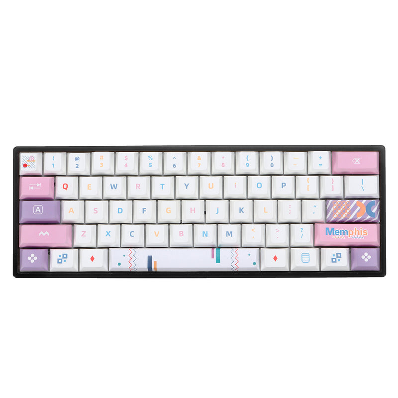 126 Keys Pink&Purple PBT Keycap Set Cherry Profile Five-sided Sublimation Custom Keycaps for Mechanical Keyboards