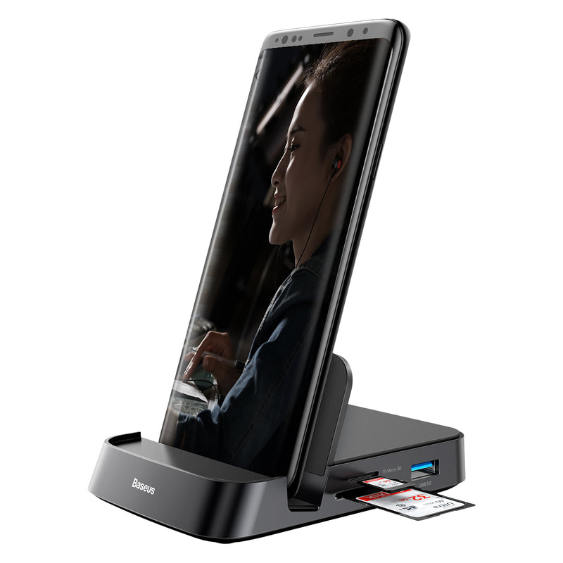 Baseus 7 in 1 Type-C USB-C Hub Docking Station Adapter With 1 * USB 3.0/2 * USB 2.0/Type-C PD Charging Port/4K HD Display Interface/TF Card Reader Slot/Camera Card Reader Slot