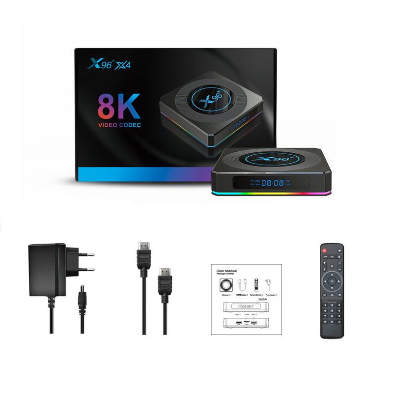X96 X4 Amlogic S905X4 Quad Core Android 11 4GB RAM 32GB ROM Smart TV BOX 2.5G 5G Dual WIFI Bluetooth 4.1 100M Ethernet 4K HD
