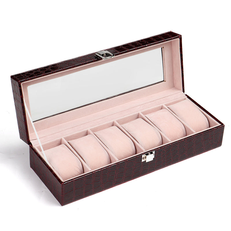 Deffrun 2/6/10/20 Slots Jewelry Watch Display with Window Watch Box