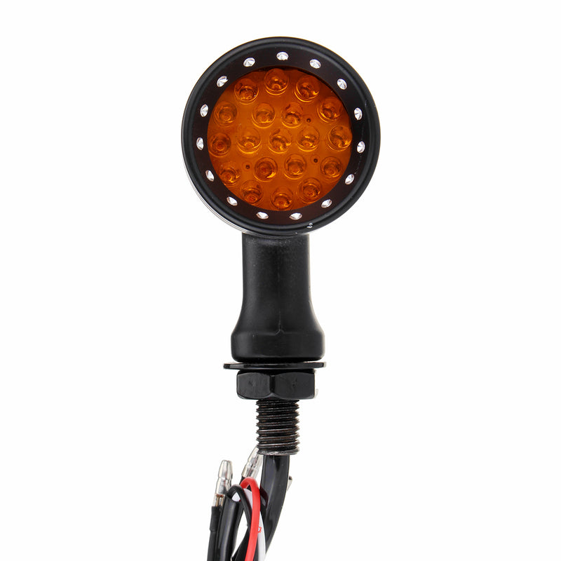 12V Motorcycle Bullet 20 LED Turn Signal Indicator Lights Amber Edge Cut Aluminum Alloy