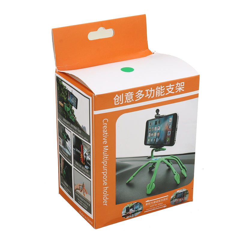 Multifunctional Portable Flexible Silicone Lazy Car Desktop Camera Mobile Phone Holder Stand Bracket with Double Suction Cup for Devices between 5.6 to 8.7cm Width
