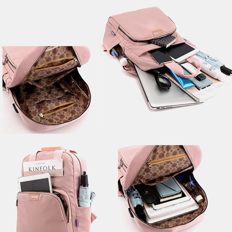 Women Fashion Backpack Large Capacity Bag With USB Charging Port