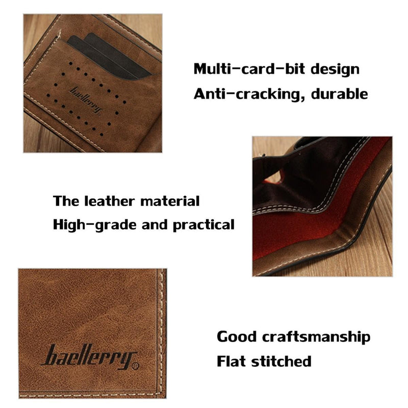 Baellerry Vintage Men's Faux Leather Thin Wallet Credit ID Card Holder Slim Coin Purse Pocket