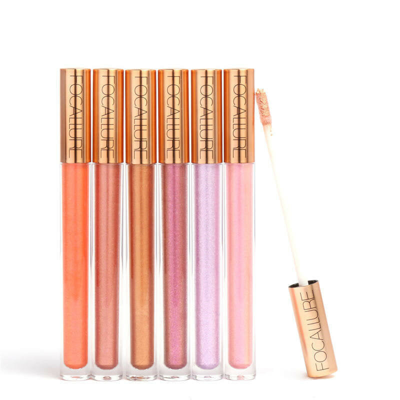 FOCALLURE Glitter Lip Gloss Makeup Long Lasting Nude Shimmer Metallic Liquid Lipstick