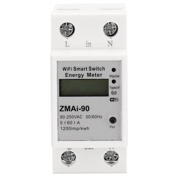 ZMAI-90 220V/110V AC 50Hz/60hz Tuya APP Single Phase Din Rail WIFI Smart Energy Meter Power Consumption kWh Meter Wattmeter