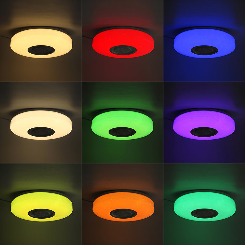 Bluetooth-Enabled LED Ceiling Light with Music Speaker and Dimmable Lamp - Bluetooth WIFI RGB APP Remote Room