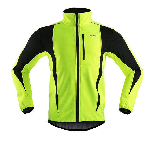 ARSUXEO Winter Cycling Clothing High Collar Warm Jackets Thermal Fleece Bicycle MTB Road Bike Clothing Windproof Waterproof Long Jersey