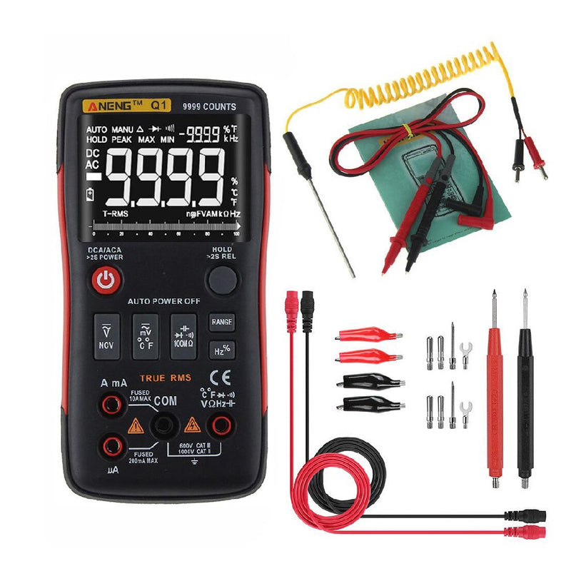 ANENG Q1 9999 Counts True RMS Digital Multimeter AC DC Voltage Current Resistance Capacitance Temperature Tester Auto/Manual Raging with Analog Bar Graph