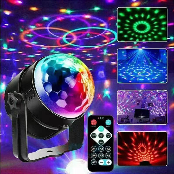 LED Stage Disco Light Rotating DJ Ball Strobe Remote Sound Control Magic Dance Car RGB Christmas Gift Party Club Laser Show Lamp