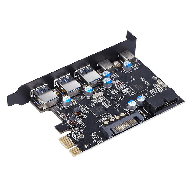 PCI Express Card to 3 PORTS USB 3.0 2 Ports USB3.1 Type-C Internal USB 3.0 20PIN 7 Ports USB Hub PCIE to Type-C Expansion Card for Desktop PC