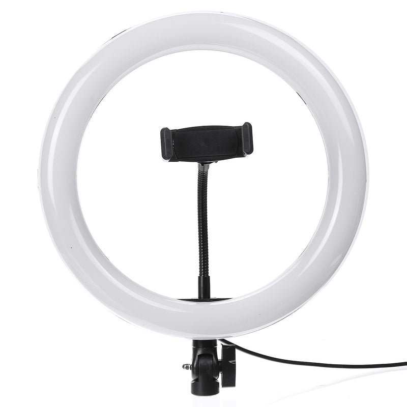 26cm Portable Stepless Adjustable LED Ring Full Light Makeup Mirror Light Photography Lighting Selfie Ring Lamp with Phone Holder