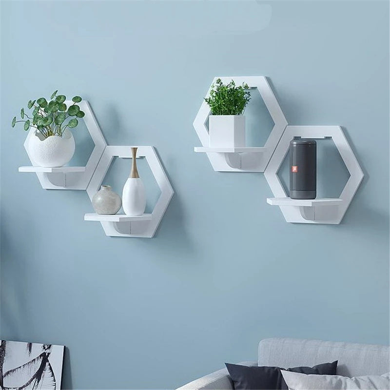 Wall Shelf Free Punching Wall-mounted TV Background Wall Hanger Bedroom Balcony Bedside Wall Creative Flower Pot Stand