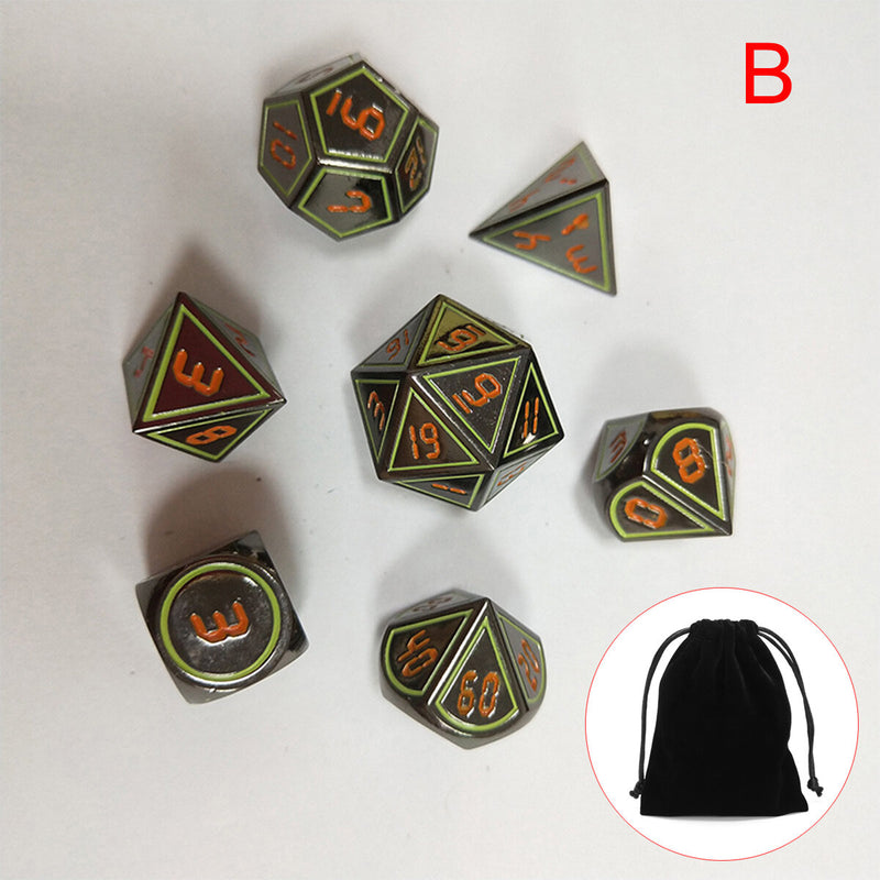 7Pcs Set Antique Metal Polyhedral Dices DND RPG MTG Role Playing Game
