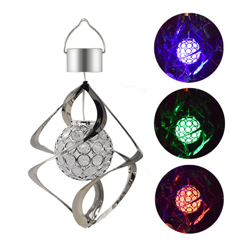 Solar-powered LED Garden Hanging Spinner Lamp with 7 Color-changing Lights - Solar Powered Wind Chimes Light Color Changing