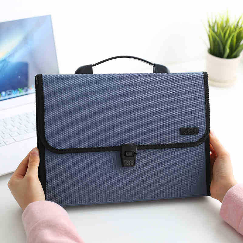 Deli 5556 1 Pcs A4 Organ Bag Multi Tier Expanding Buckled File Folder Student Business Work Office Document Conference Pack