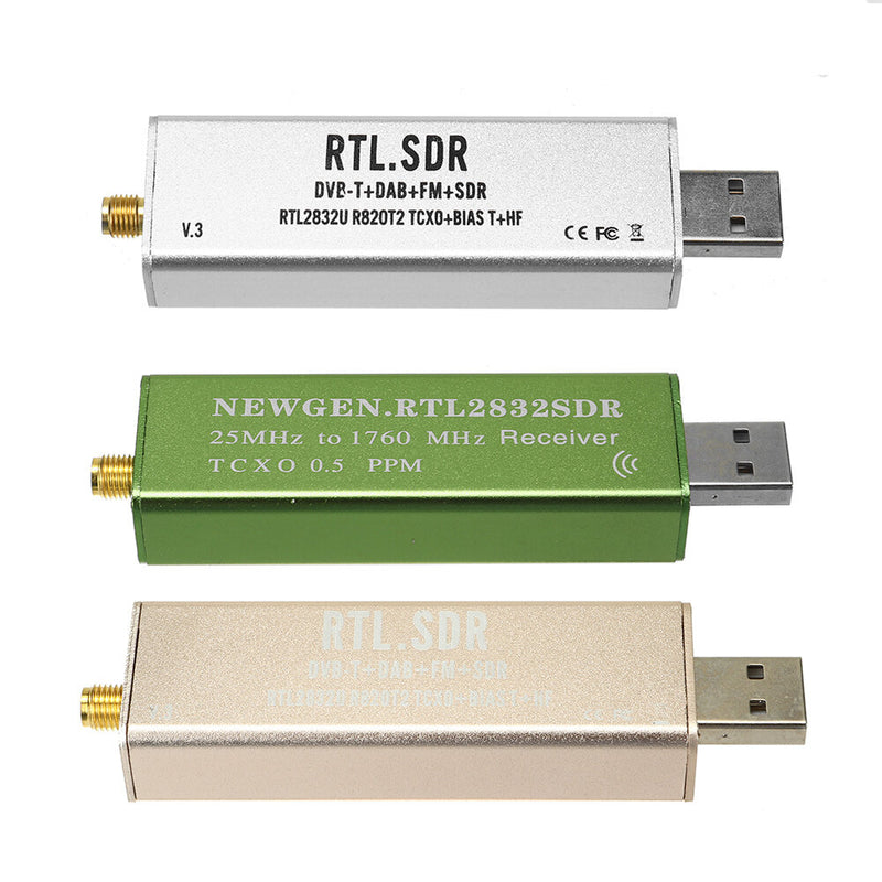 0.1MHz-1.7GHz SDR 0.5 PPM TCXO Compensated High Stability Full Band Software Receiver Aviation Band ADSB RTL2832U + R820T2 with Antenna