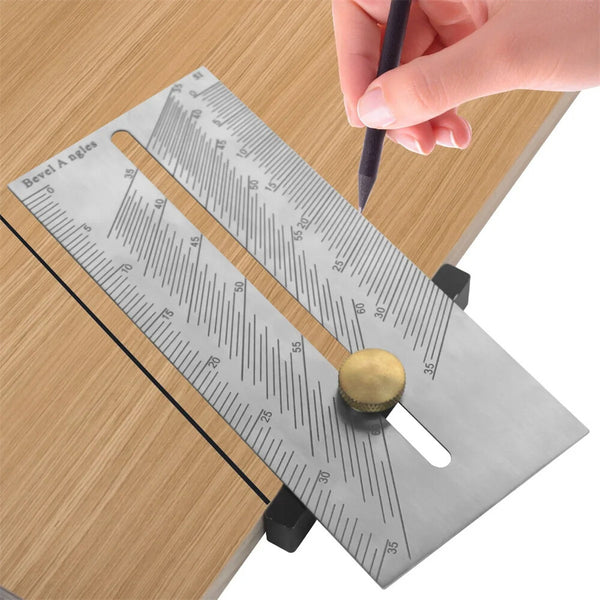 Woodworking Scriber T Type Ruler Multi-functional Square Ruler Dovetail Marking Gauge Corrosion Resistant Lightweight Precision Tool for Carpentry